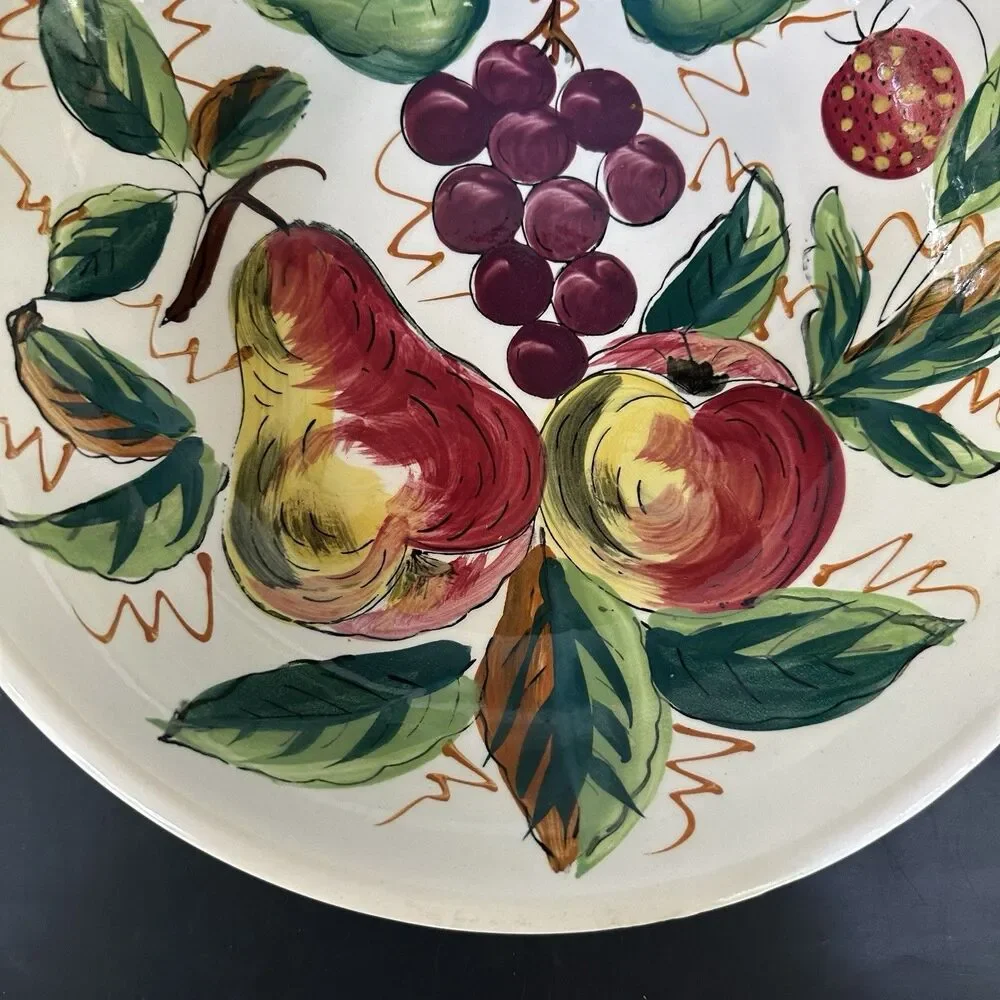 Vintage Hand Painted Japan Fruit Serving Dish 12.5” Ceramic Platter Centerpiece